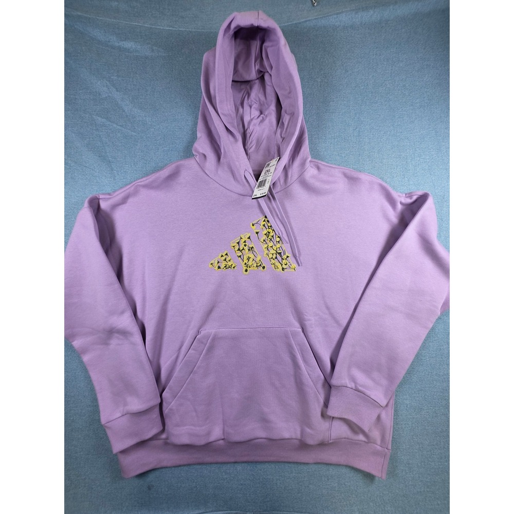 Adidas Womens W Floral BL HD Hoodie Powder Plum Purple Sweatshirt 2XL, NWT
